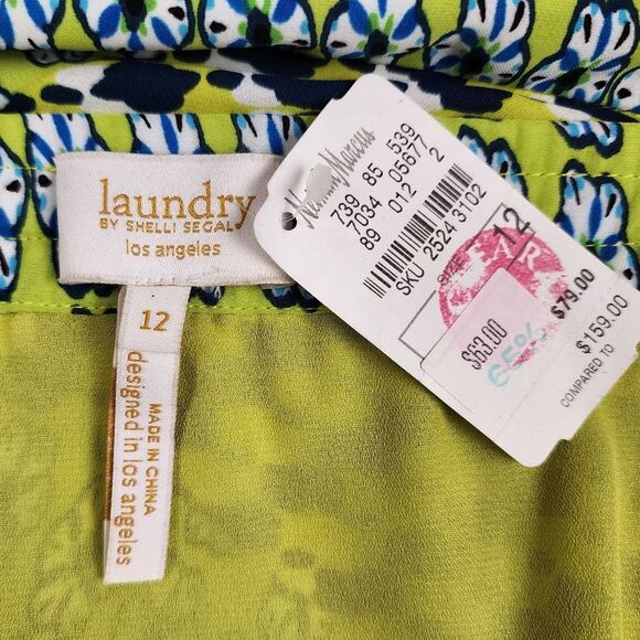 Laundry By Shelli Segal Flowy Skirt Midi Skirt High-low Green Blue Size 12 - Picture 2 of 14